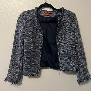 Alice & Olivia blue tweed blazer